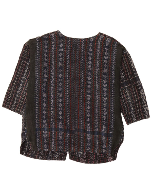 VINTAGE Mujer 3/4 Manga Camisa Blusa UK 18 XL Rayas Negras