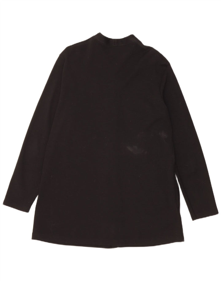 Benetton Cárdigan Largo Abierto para Mujer UK 44 Mediano Lana Negra