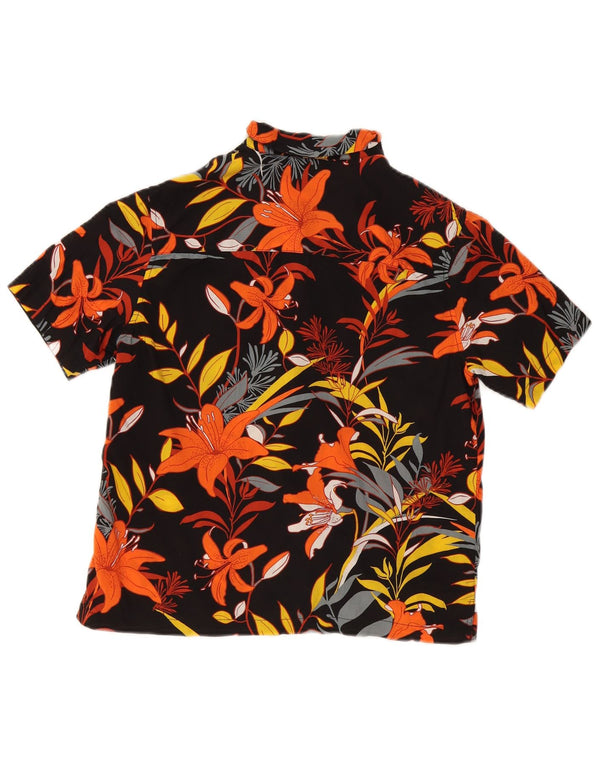 Superdry Camisa De Manga Corta Para Mujer ES 40 Small Black Floral Hawaiian