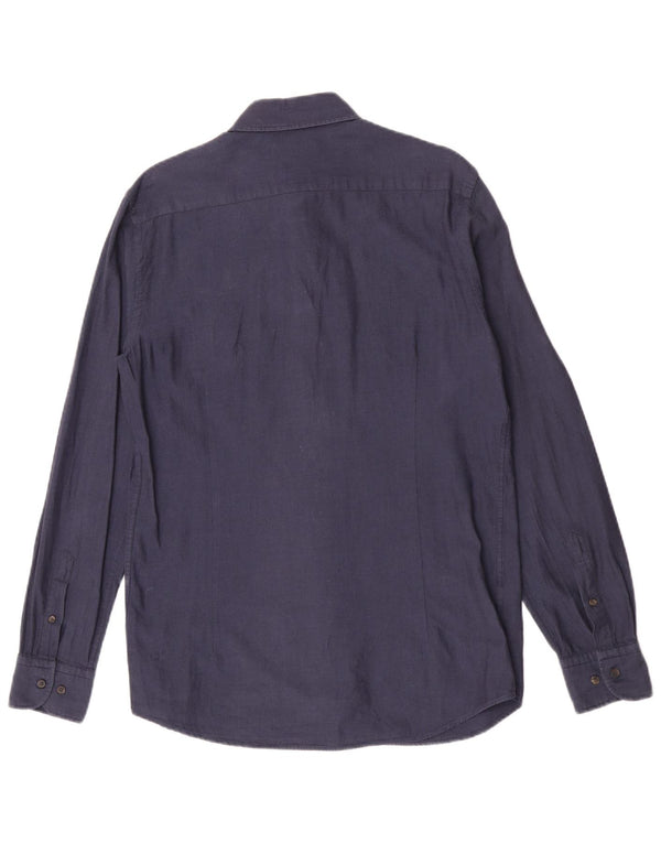 Camisa Massimo Dutti Hombre Mediana Azul Marino Algodón