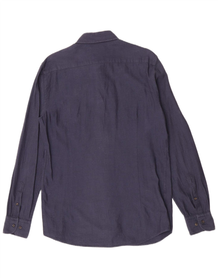Camisa Massimo Dutti Hombre Mediana Azul Marino Algodón