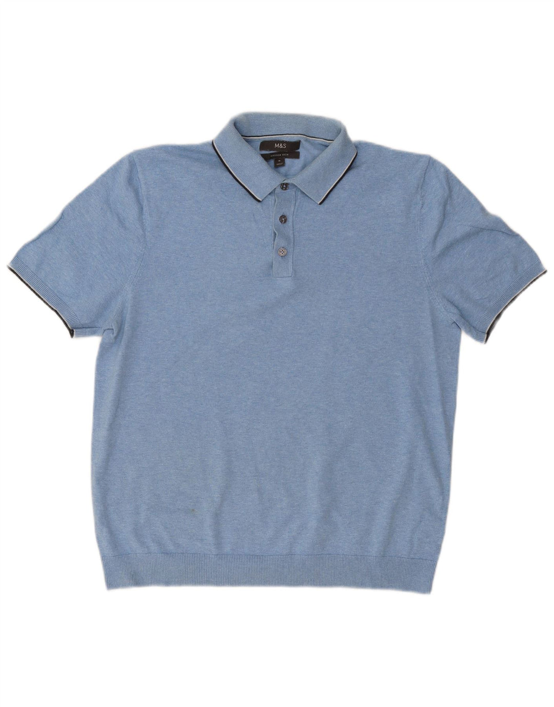 Marks & Spencer Suéter tipo jersey con cuello tipo polo de manga corta para hombre Azul medio