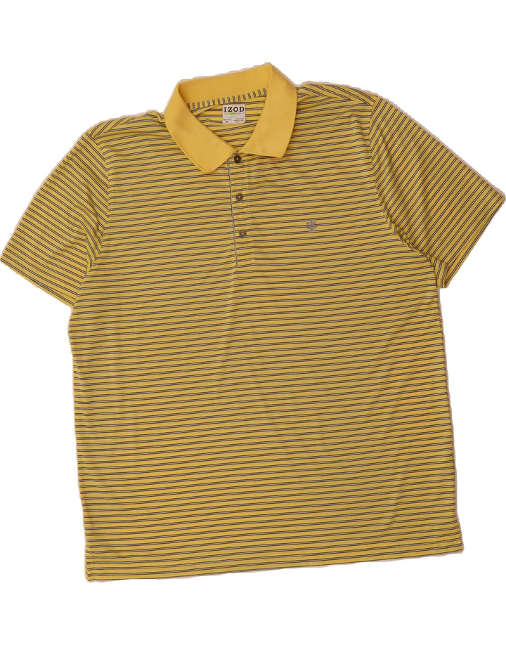 IZOD Mens Polo Shirt 2XL Yellow Striped Polyester Vintage Izod and Second-Hand Izod from Messina Hembry 