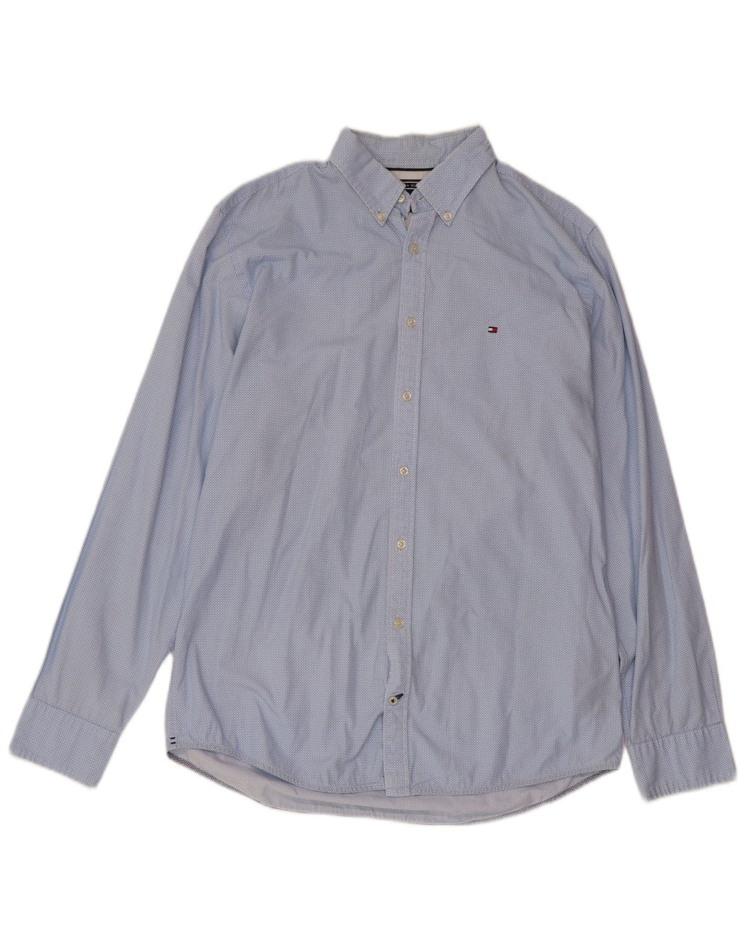 Tommy Hilfiger Camisa Regular Fit De Algodón Con Manchas Azul Medio