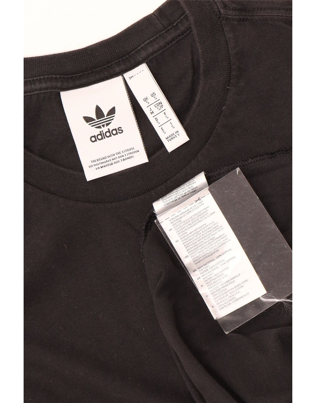 Adidas - Camiseta para hombre, talla pequeña, algodón negro