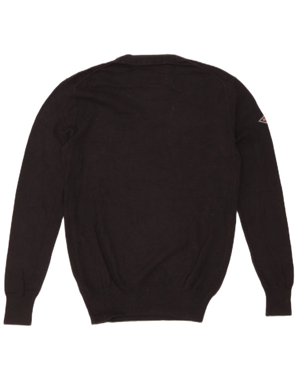 SUPERDRY Jersey de cuello redondo para hombre pequeño de algodón negro