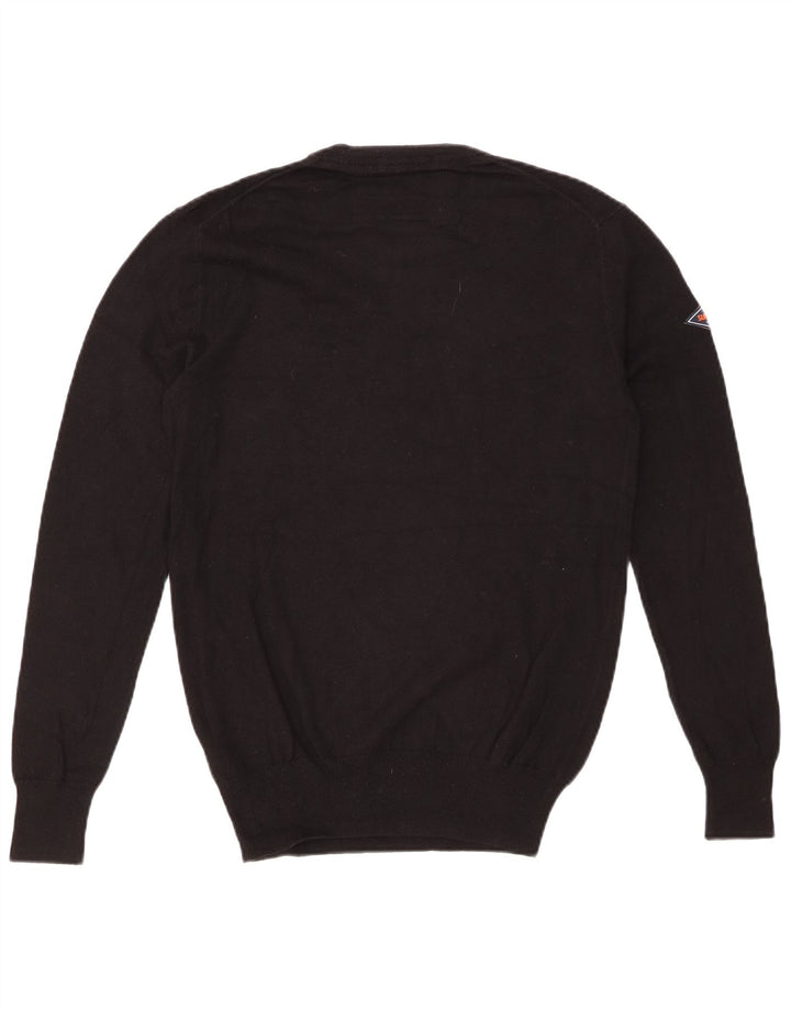 SUPERDRY Jersey de cuello redondo para hombre pequeño de algodón negro