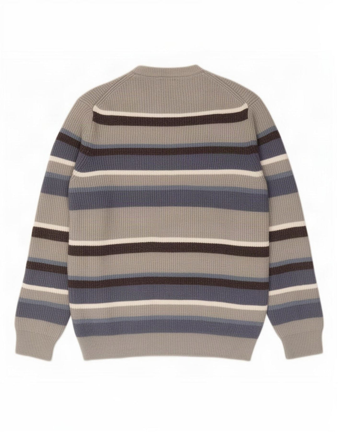 Marks & Spencer - Jersey de cuello redondo para hombre, poliéster a rayas, color gris grande