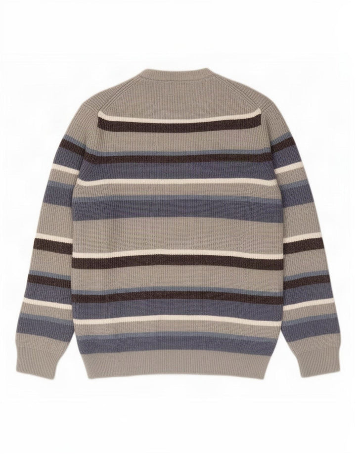 Marks & Spencer - Jersey de cuello redondo para hombre, poliéster a rayas, color gris grande