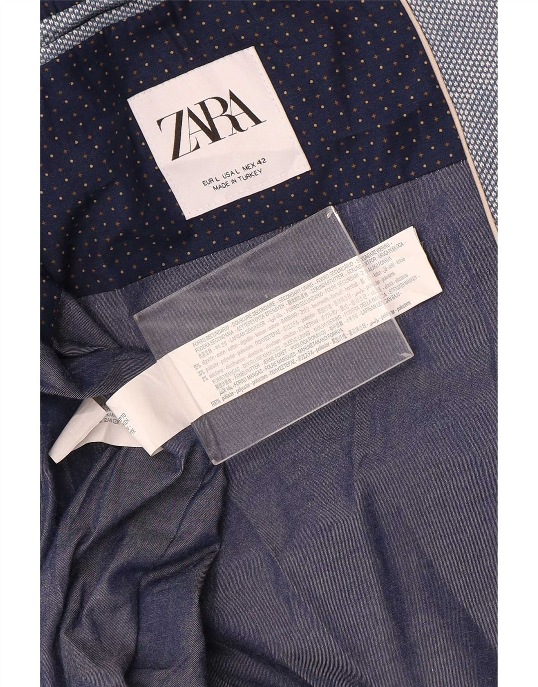 Zara Chaqueta Blazer De 2 Botones Para Hombre UK 40 Grande Algodón Azul
