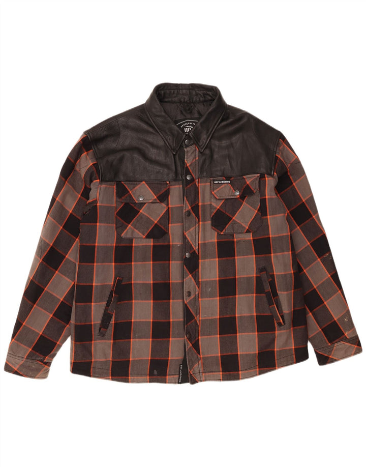 Vintage hombres leñador camisa 2XL gris comprobar algodón