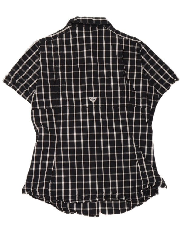 Columbia Camisa de manga corta para mujer UK 8 Small Black Plaid Cotton Sports