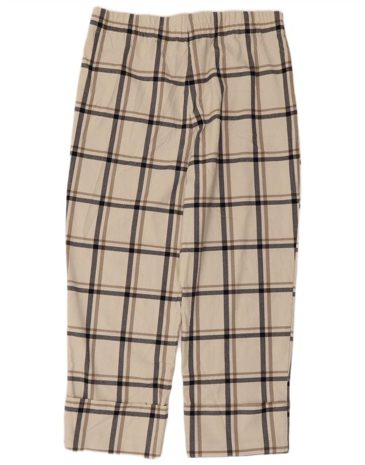Zara Mujer Pantalón Cropped XL W32 L24 Cuadros Blanco Poliéster