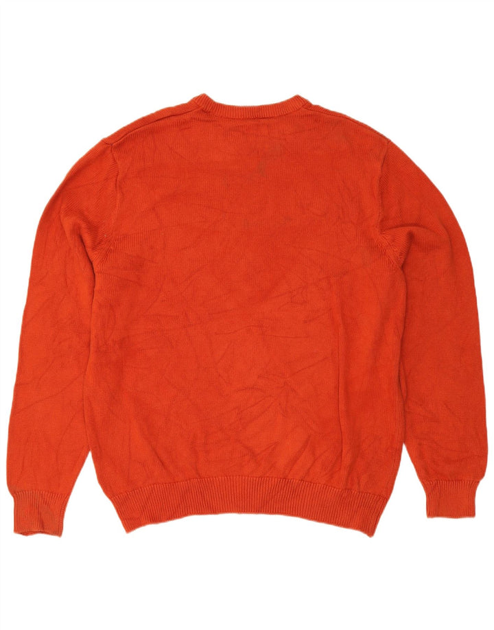 Chaps - Jersey de cuello redondo para hombre, talla XL, algodón naranja