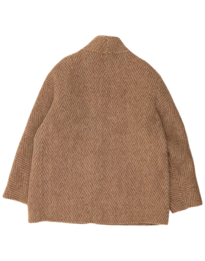 VINTAGE Abrigo de mujer Reino Unido 18 XL Beige Chevron