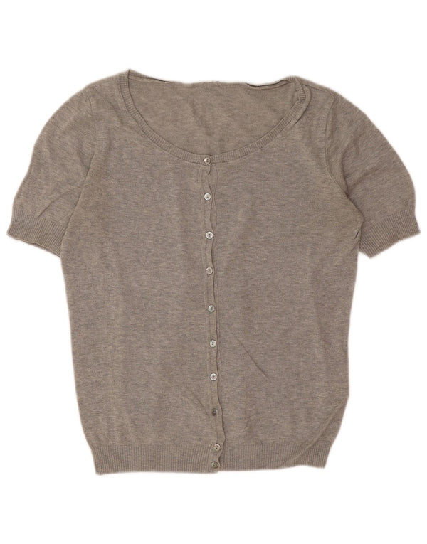 Benetton Cárdigan De Manga Corta Para Mujer UK 46 Large Gris Moteado