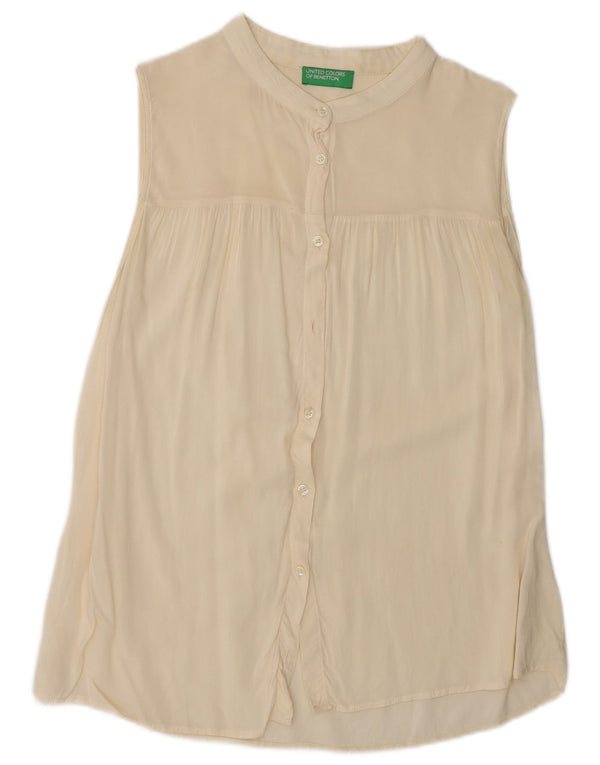 Benetton Blusa Camisera Sin Mangas Mujer UK 42 Medium Off White