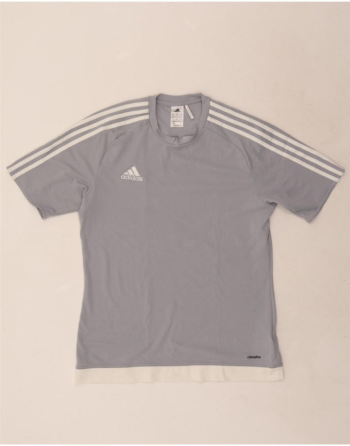 Adidas Hombre Climalite Camiseta Top Gris Medio Colorblock Poliéster