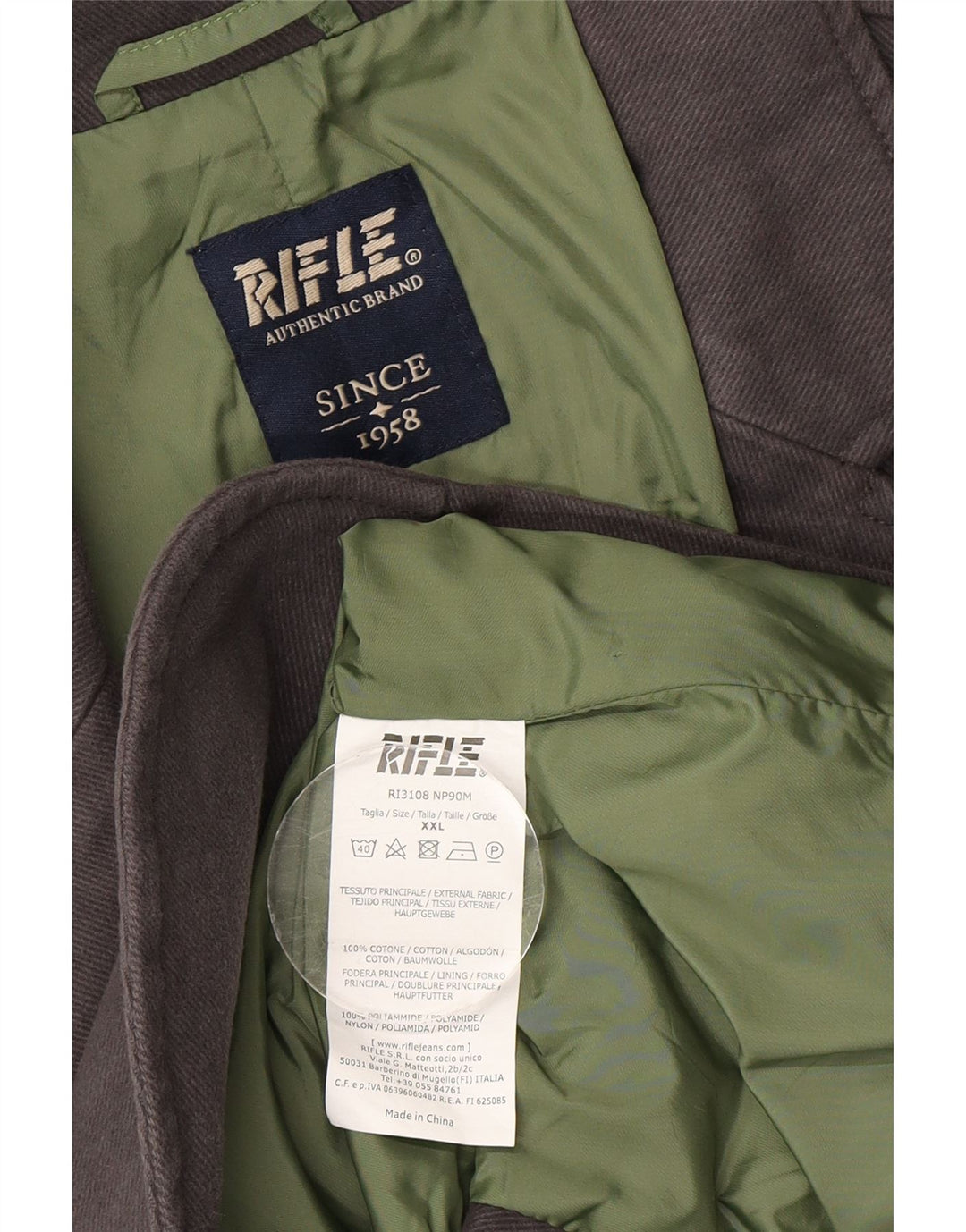 Rifle Chaqueta tipo blazer de 2 botones para hombre UK 44 2XL Algodón gris