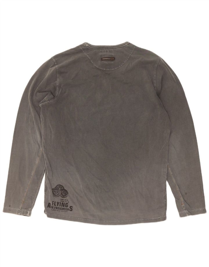 Pall Mall Top gráfico para hombre de manga larga gris grande