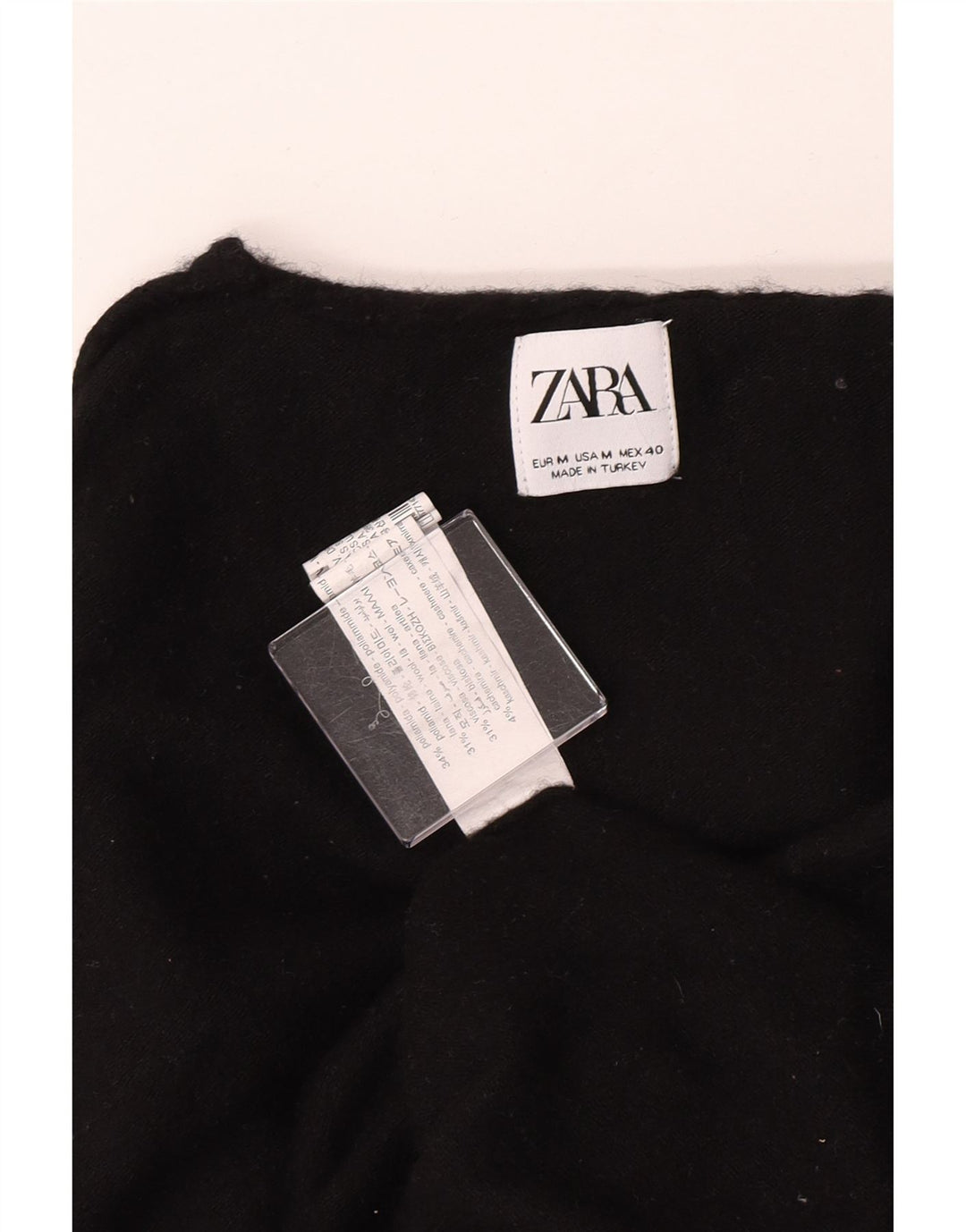 Zara Jersey con cuello vuelto para mujer, talla 44, talla mediana, lana negra