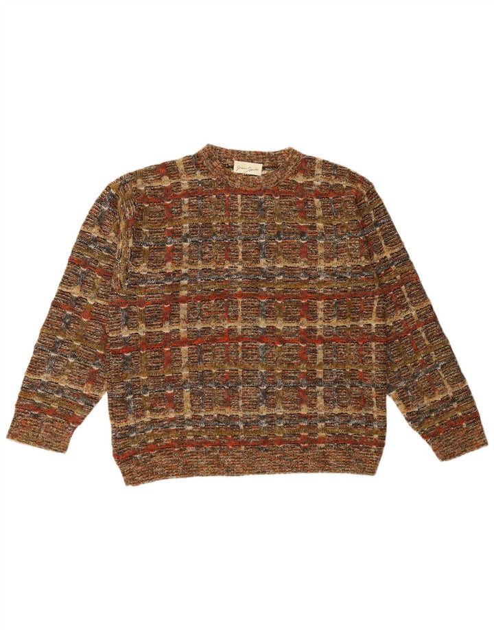 Gianni Sgarbi Jersey de cuello redondo para hombre IT 48 Lana a cuadros marrón medio