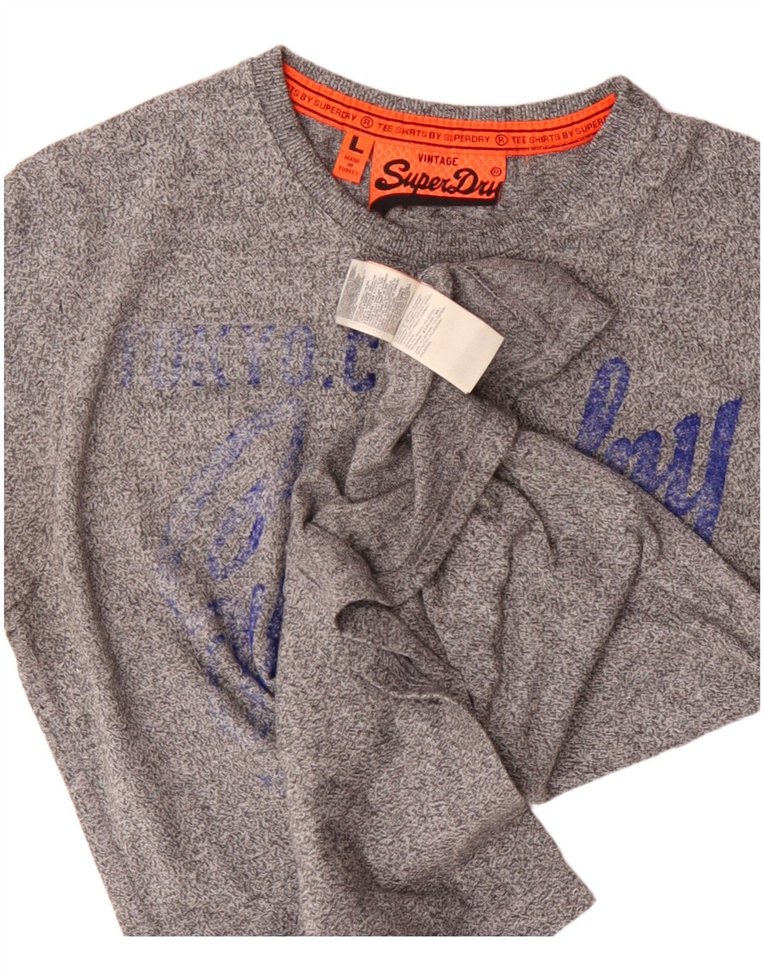 Superdry Camiseta con gráfico vintage para hombre, talla grande, de algodón moteado en gris