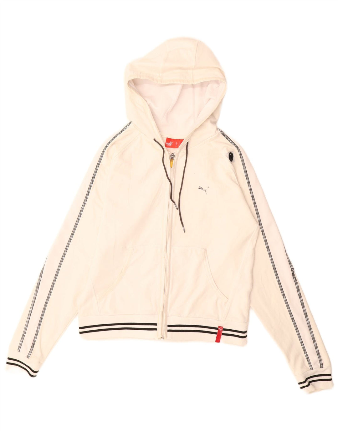 Puma - Sudadera con capucha para mujer con cremallera corta, talla 12, color blanco