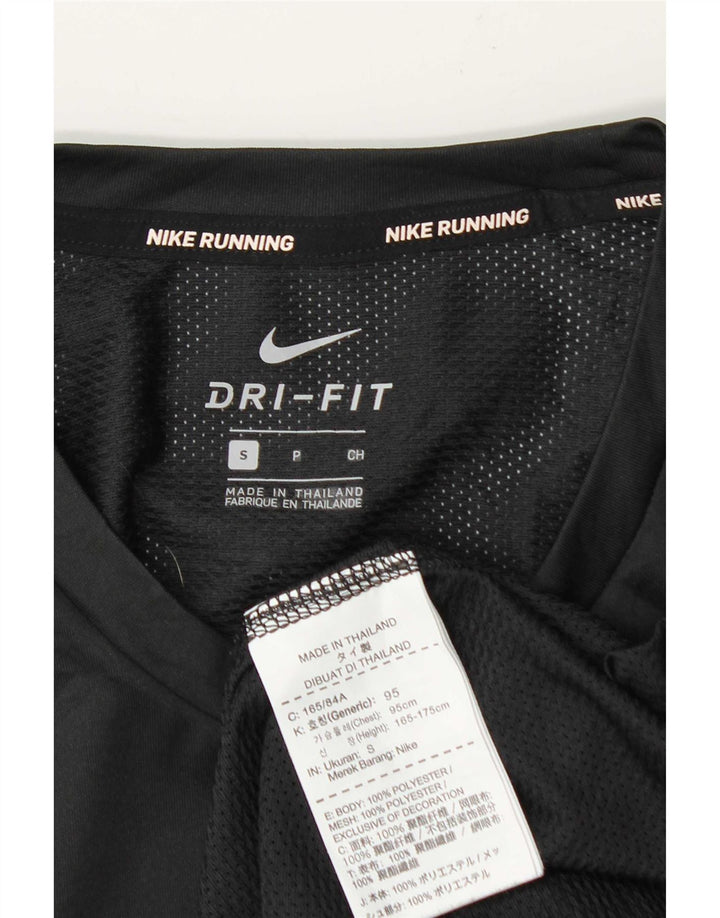 Nike - Camiseta para correr Dri Fit para hombre, talla pequeña, poliéster a rayas negras