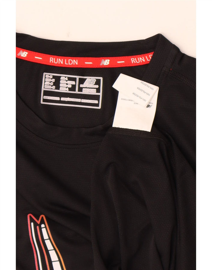New Balance Hombre Camiseta Gráfica Top Medio Negro Poliéster