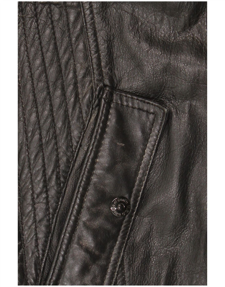 Chaqueta de cuero vintage para hombre Reino Unido 42 XL cuero negro