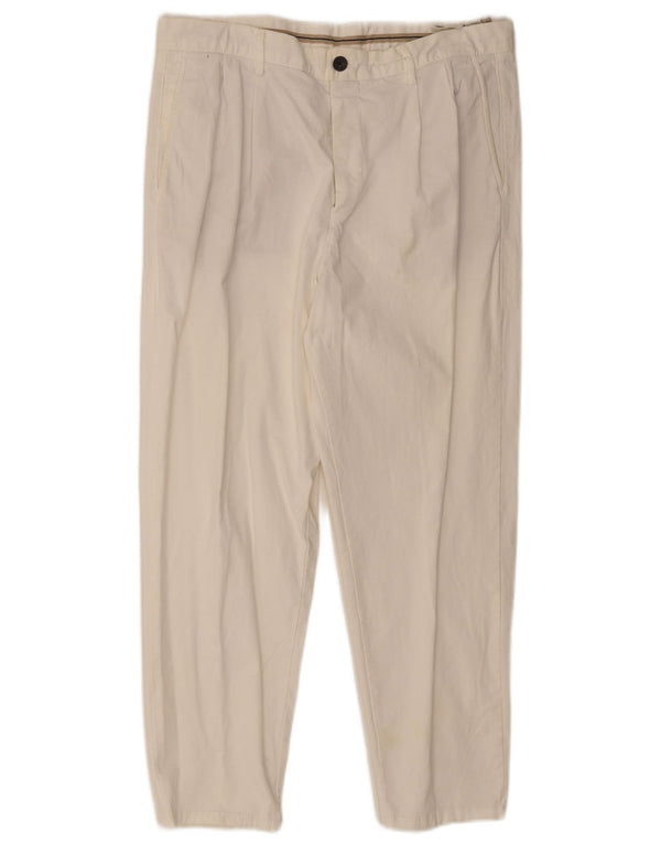Zara Mens Pegged Chino Pantalones EU 44 Large W34 L26 Blanco