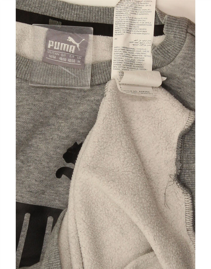 PUMA Sudadera con estampado gráfico para hombre, jersey de algodón moteado en gris medio
