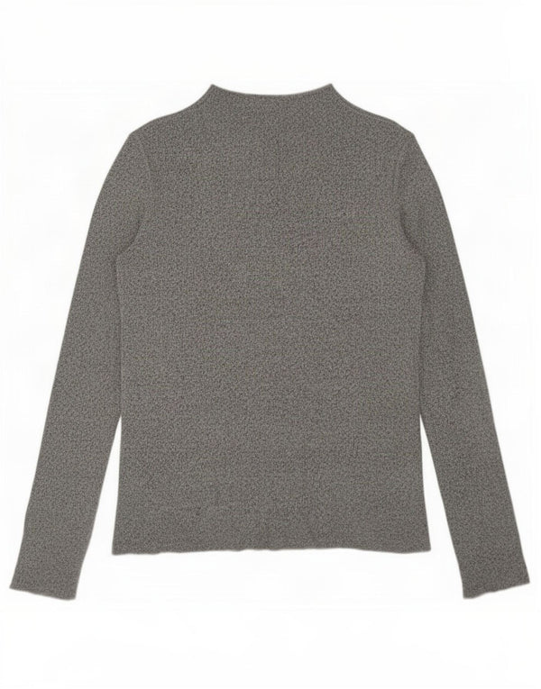Zara Mujer Top Manga Larga UK 44 Viscosa Moteada Gris Medio