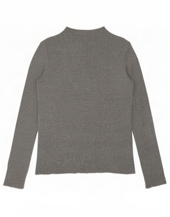 Zara Mujer Top Manga Larga UK 44 Viscosa Moteada Gris Medio