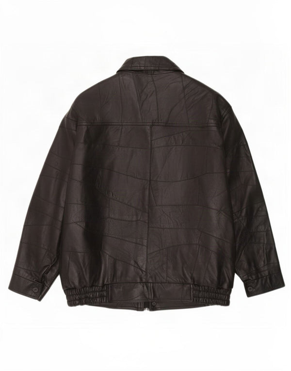 Vintage hombres chaqueta de cuero Reino Unido 40 grande negro