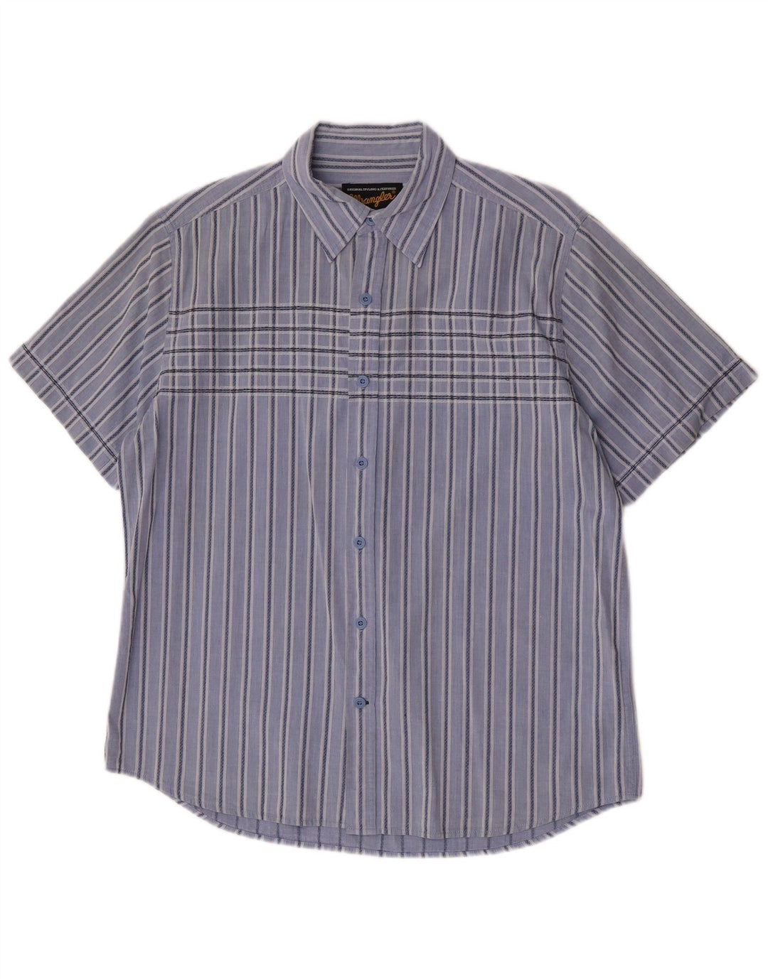 Wrangler Camisa De Manga Corta Para Hombre De Algodón A Rayas Azul Grande