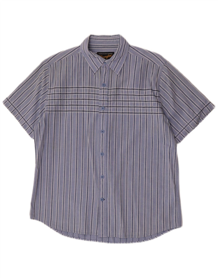 Wrangler Camisa De Manga Corta Para Hombre De Algodón A Rayas Azul Grande
