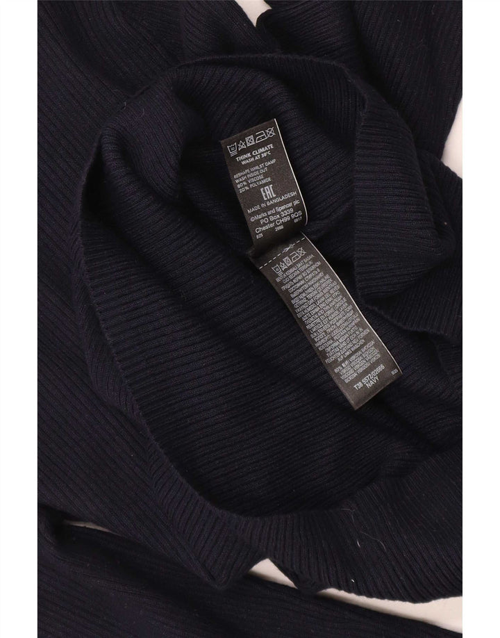 Marks & Spencer suéter con cuello vuelto para mujer, talla 44, talla M, azul marino