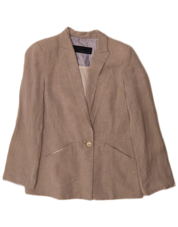 Zara Chaqueta Blazer De 1 Botón para Mujer UK 42 Gris Medio