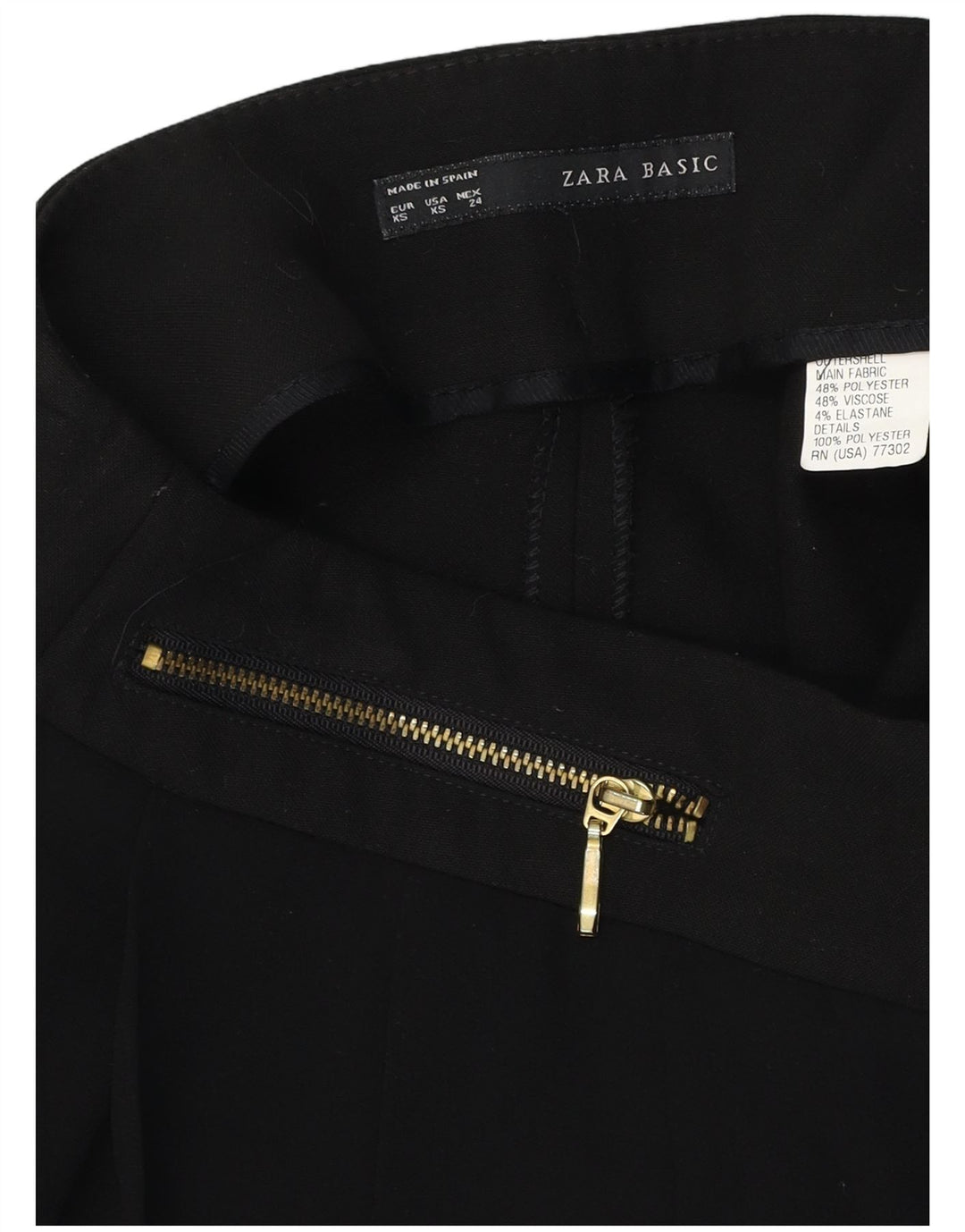 ZARA Mujer Shorts Casuales De Tiro Alto XS W24 Negro Poliéster