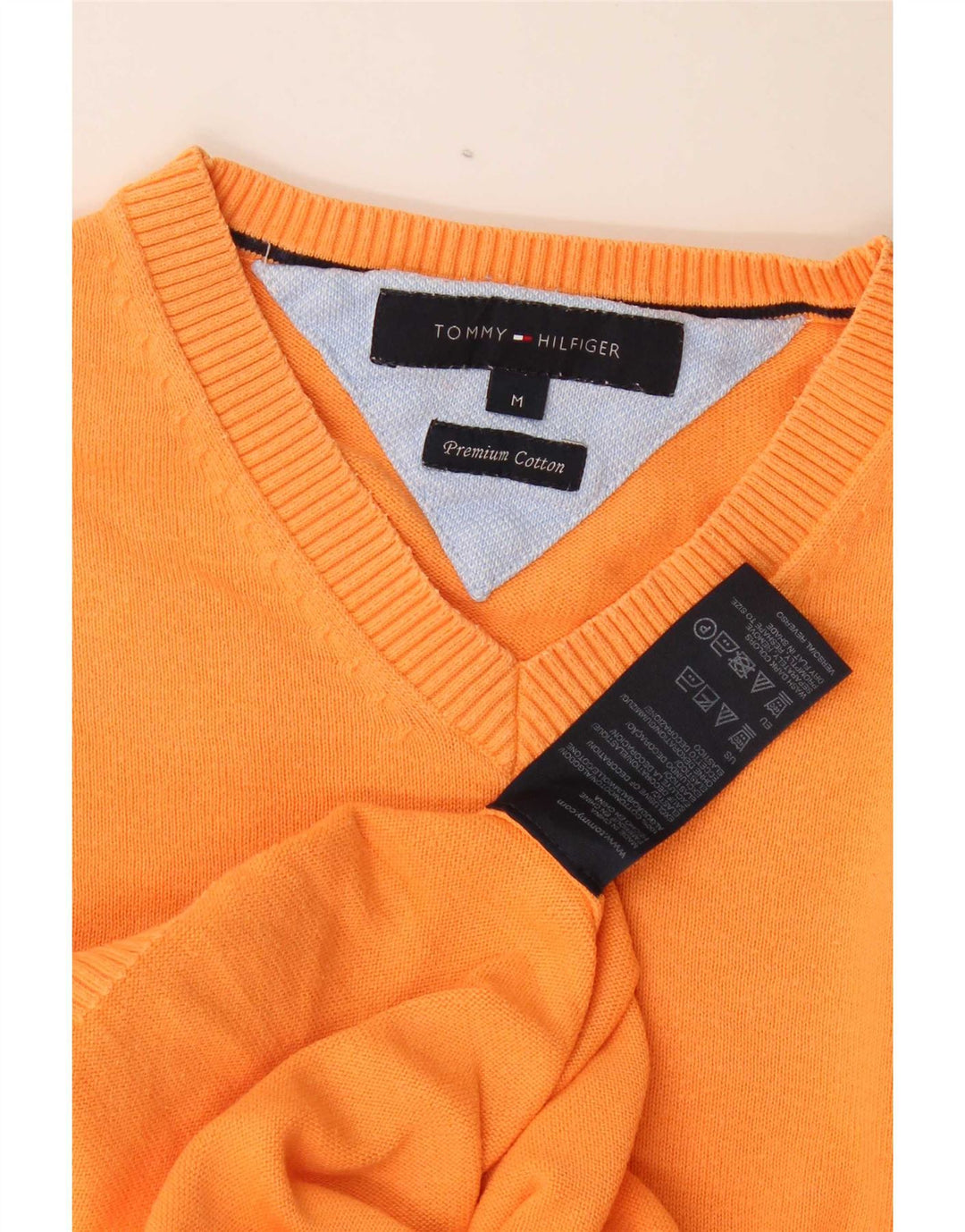 Tommy Hilfiger Jersey con Cuello en V para Hombre de algodón Naranja Medio