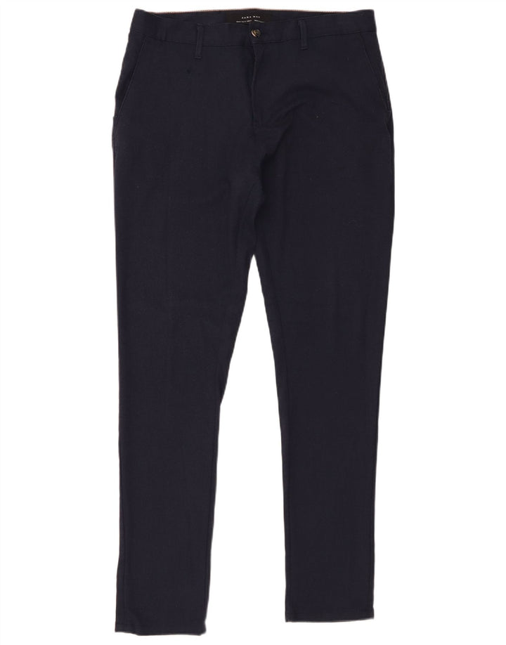 Zara Mens Slim Chino Pantalones EU 40 Medium W31 L30 Azul Marino Poliéster