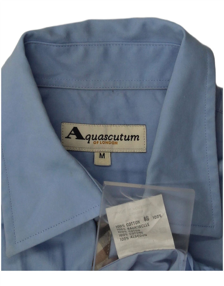 Aquascutum Camisa Manga Corta Hombre Algodón Azul Medio