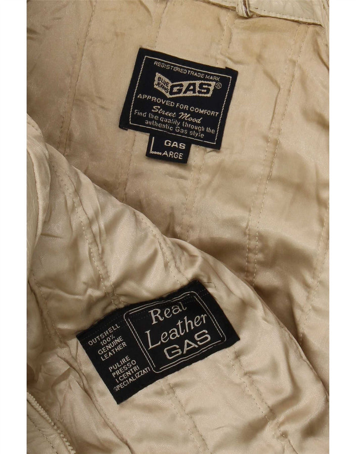Chaqueta de cuero para hombre Gas Racer UK 40 Large Beige Colorblock