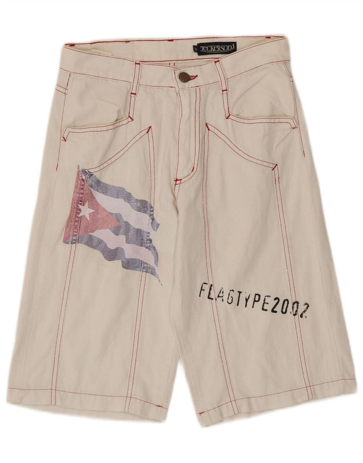 Jeckerson Bermudas estampadas para hombre W28 Small White Cotton