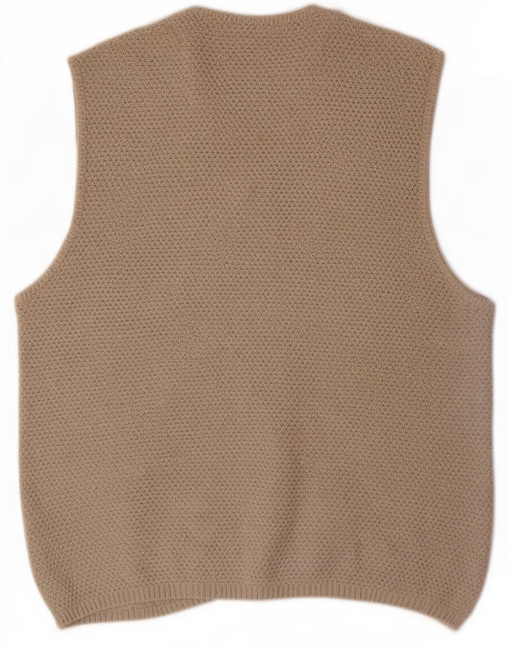Marks & Spencer Suéter tipo cárdigan sin mangas St. Michael para hombre, color beige medio