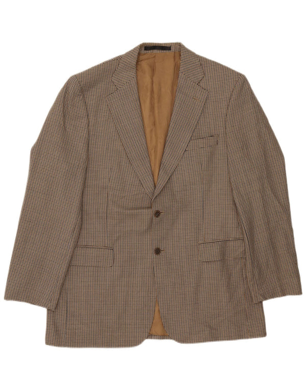Marks & Spencer Chaqueta tipo blazer larga para hombre UK 42 Large Beige Houndstooth