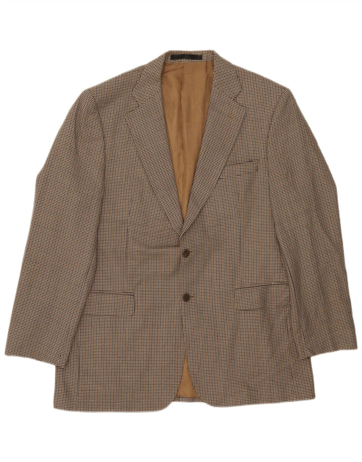 Marks & Spencer Chaqueta tipo blazer larga para hombre UK 42 Large Beige Houndstooth