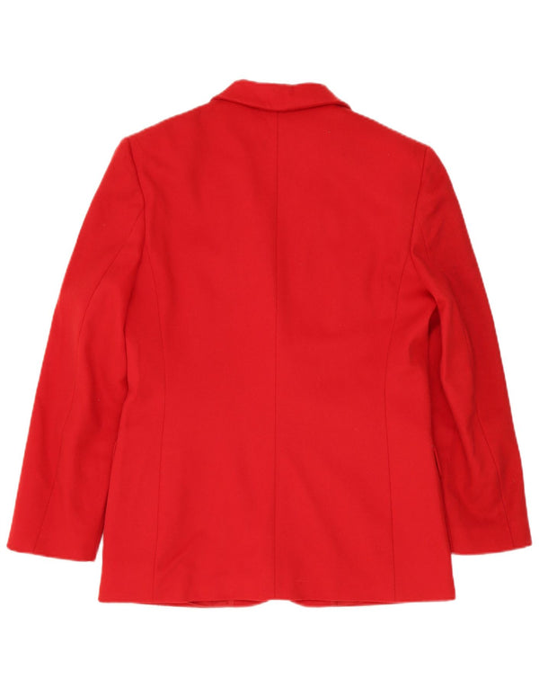 Vintage mujer 2 botones Blazer chaqueta Reino Unido 12 lana roja mediana
